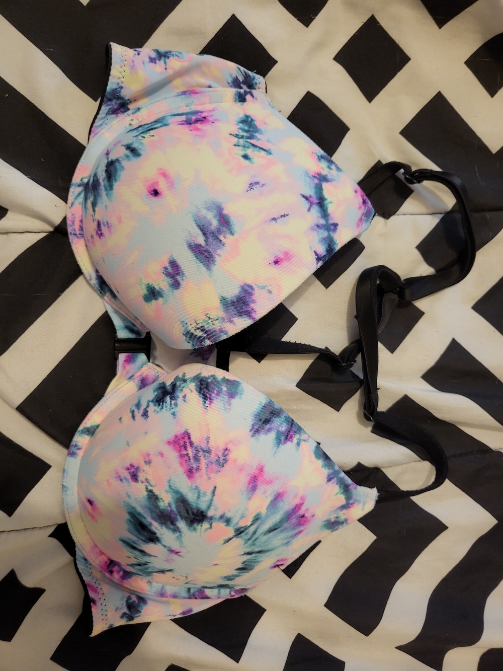 Y2k PINK Victoria's Secret Tie-Dye Pastel Push-Up Bra - Pink, Blue, Purple 34B